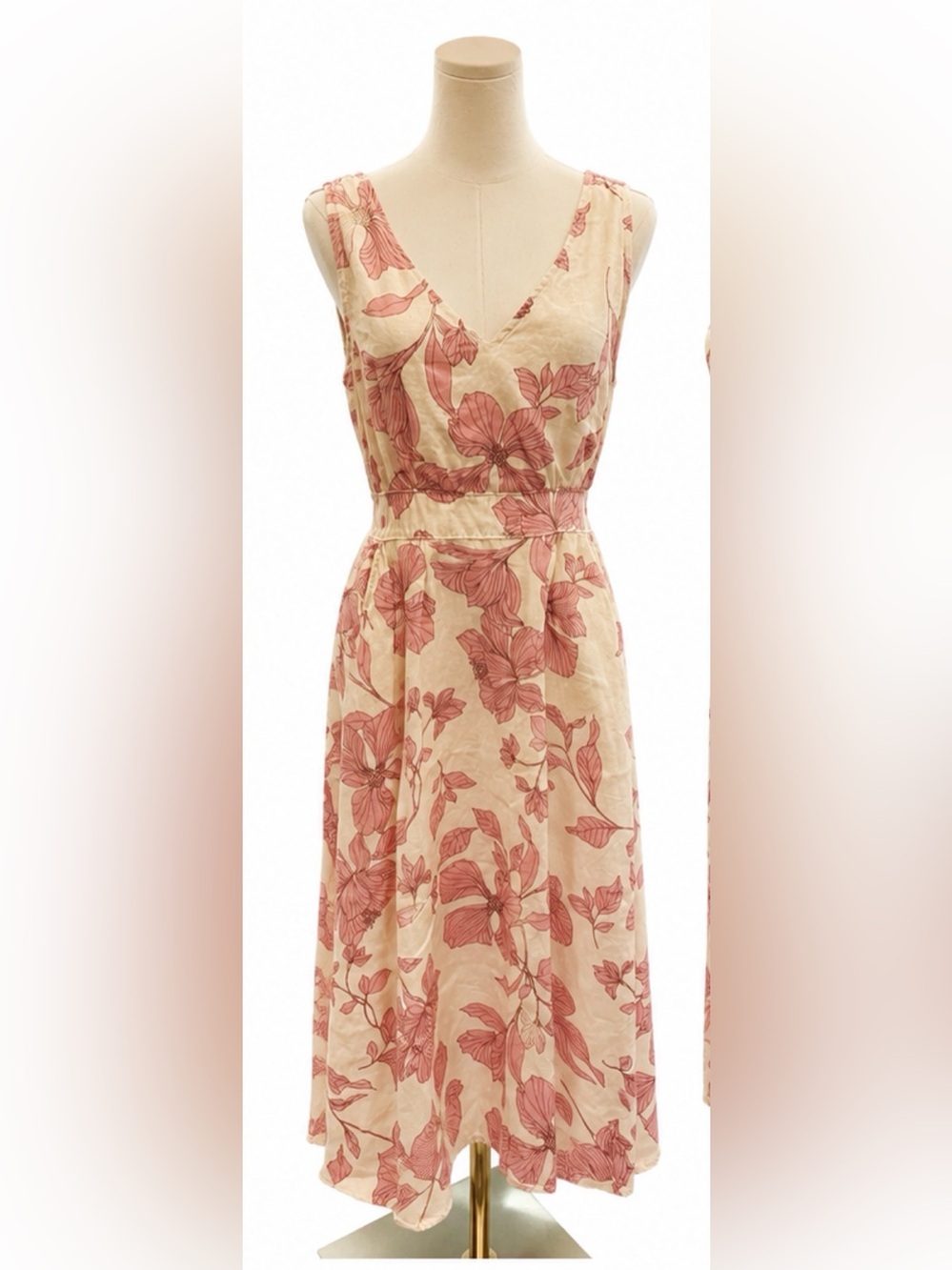 Cynthia Rowley 100% Linen Floral Midi Dress — Size 8